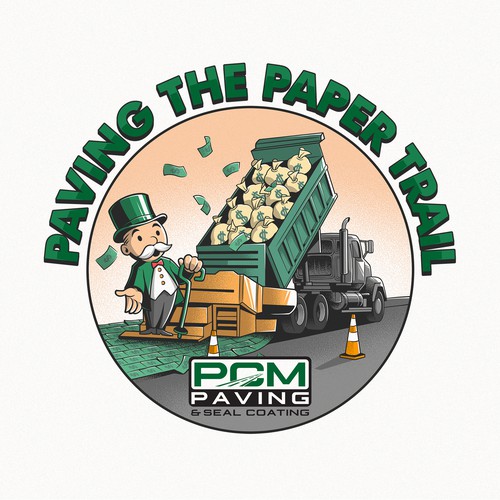 Truck artwork with the title 'PAVING THE PAPER TRAIL'