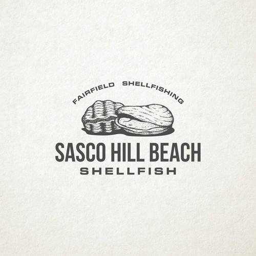 Fish logo with the title 'logo for SASCO HILL BEACH SHELLFISH'