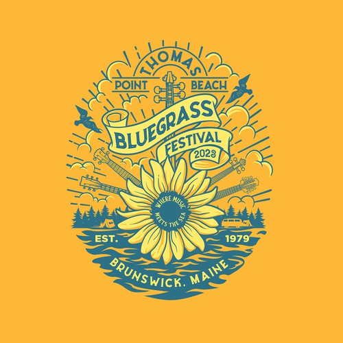 Camping t-shirt with the title 'Bluegrass festival tshirt'