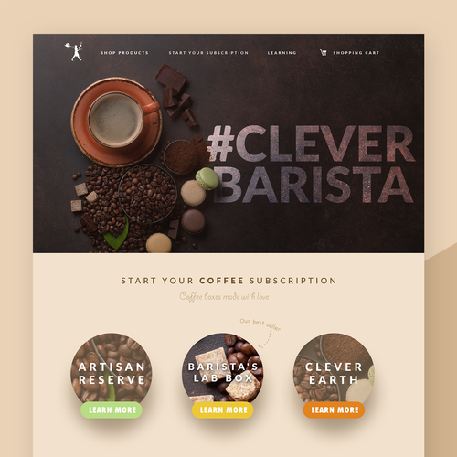 Barista design with the title 'Clever Barista Landing Page design'