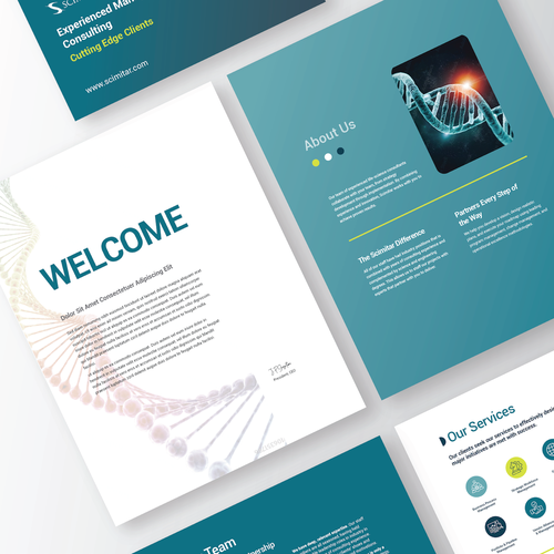 Biotech design with the title 'BioTech Consulting Firm Brochure'