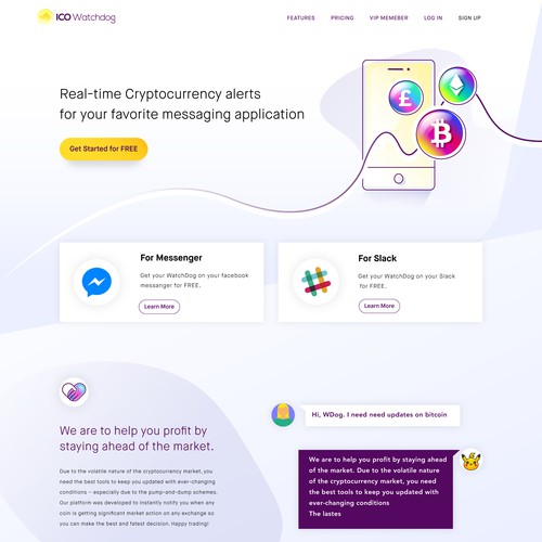 ICO design with the title 'Landing page design'