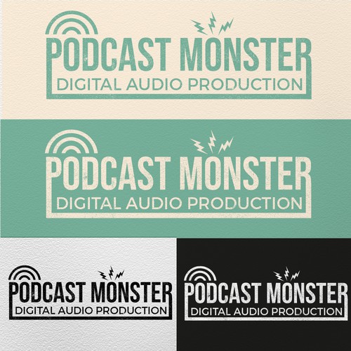 Lightning logo with the title 'PODCAST MONSTER - Logo'