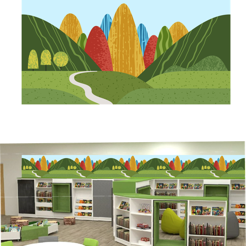 Wallpaper design with the title 'Nature theme frieze for libraries'