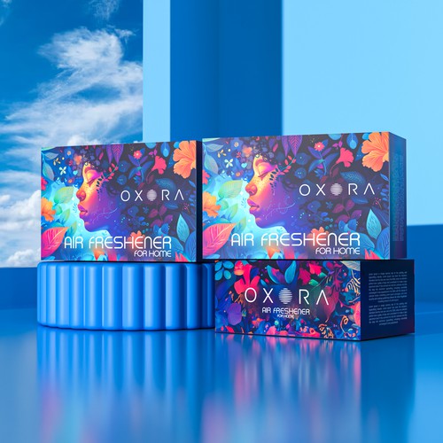 Fragrance design with the title 'sleek packaging for a plug in Air Freshener for Home'