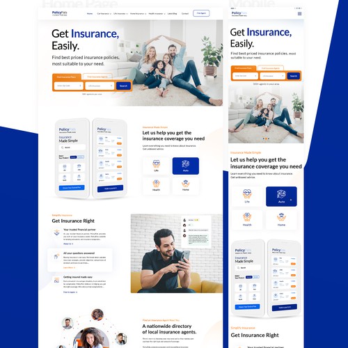 Insurance website with the title 'Engaging and professional insurance website re-design'