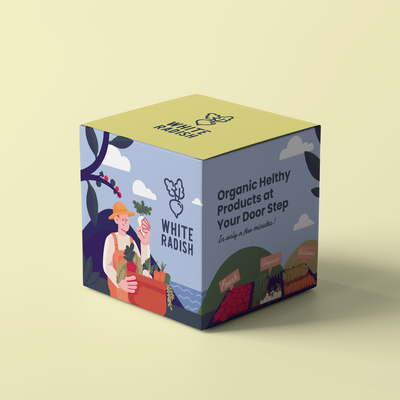Packaging Design and Illustration for an Organic Product Home Delivery Business