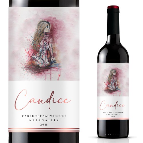 Art label with the title 'Wine label design for Candice'
