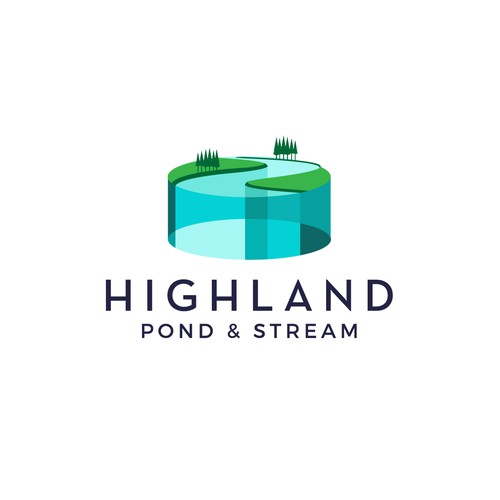 Pool design with the title 'Highland Pond & Stream logo'