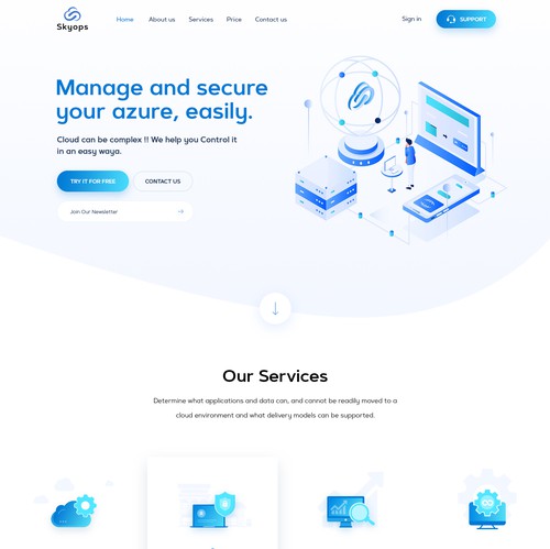 Security website with the title 'Skyops Website Design and Development'
