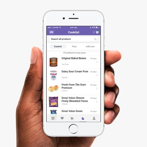 List design with the title 'Cooklist App'