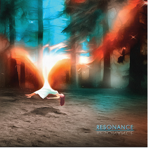 Cosmos design with the title ' album art for fusion band Resonance'