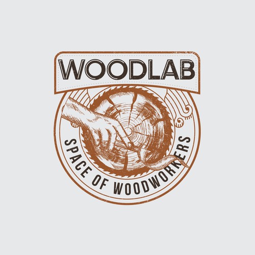 Woodcut logo with the title 'Vintage logo design for the Woodworkers '