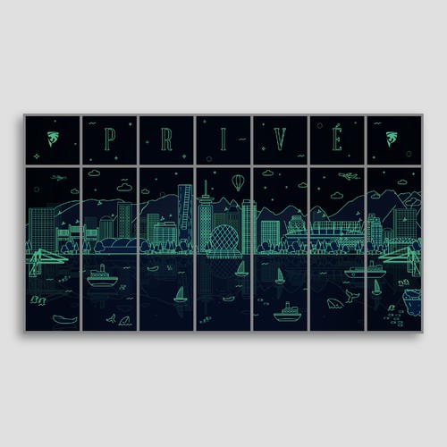 Mural design with the title 'PRIVÉ Restaurant mural'