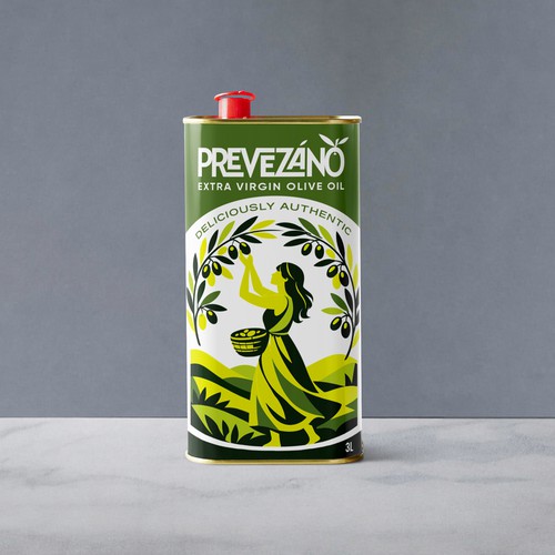Olive oil design with the title 'Prevezáno Olive Oil Packaging'