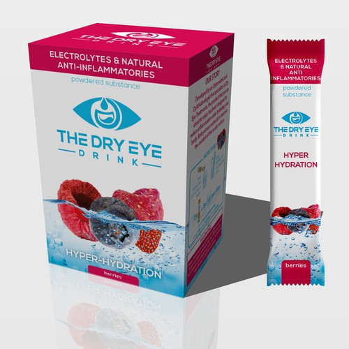 Vitamin packaging with the title 'THE DRY EYE DRINK'