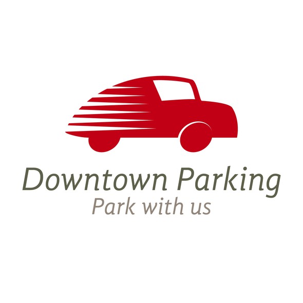 Driving logo with the title 'Downtown Parking - Park with us'