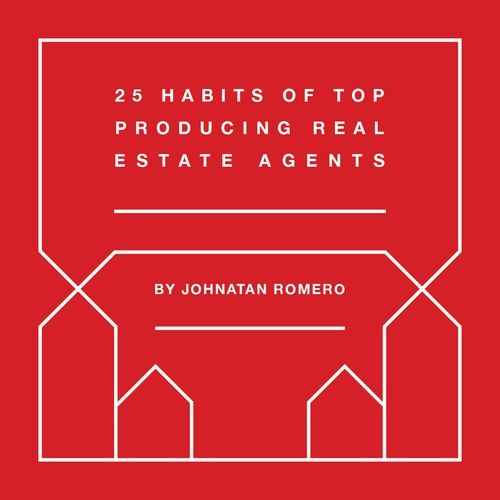 Real estate illustration with the title '25 Habits of Top Producing Real Estate Agents'