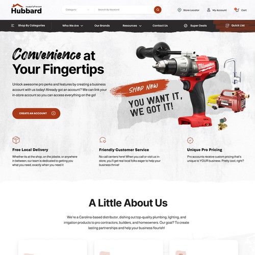 Construction design with the title 'Plumbing Store Landing Page'