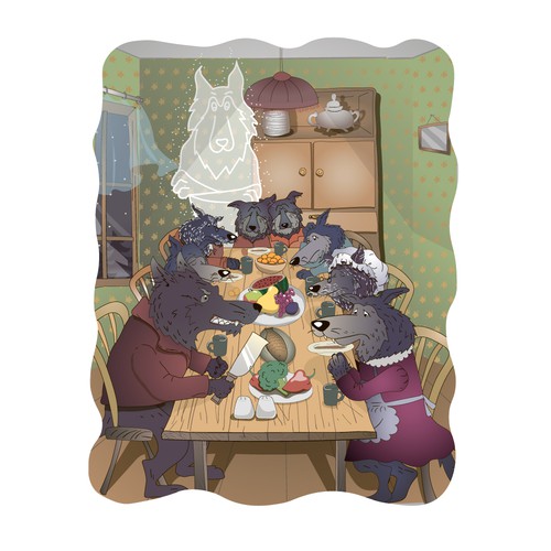 Wolf artwork with the title 'Kids book illustration'
