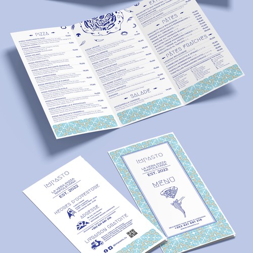 Pizzeria design with the title 'Menu design for Pizzeria in Luxembourg'
