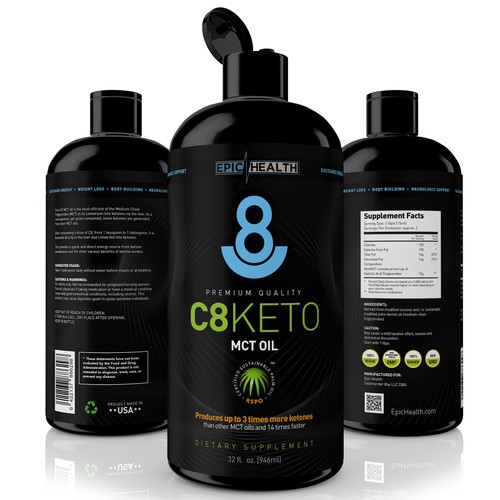 Oil label with the title 'EPIC Health label'