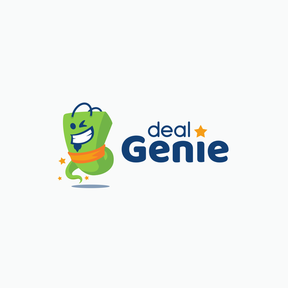 Shopping bag logo with the title 'Deal Genie Logo'