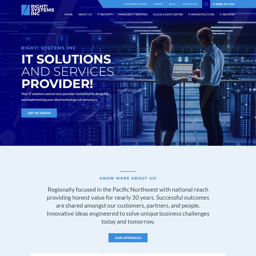 Security website with the title 'Right! Systems Website Redesign'