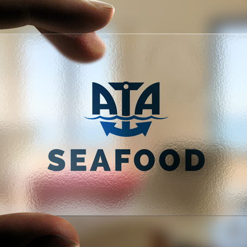 Fish logo with the title 'Logo for ATA sea food'
