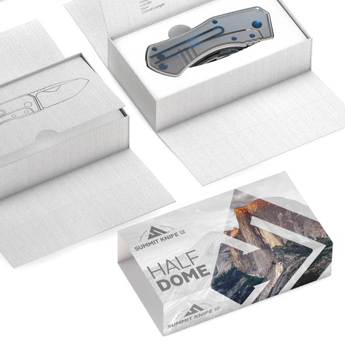 Outdoor packaging with the title 'Modern, minimalist package design concept for Summit knife'