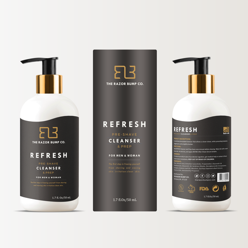 Powerful design with the title 'Modern and powerful label for a new men's grooming product line!'
