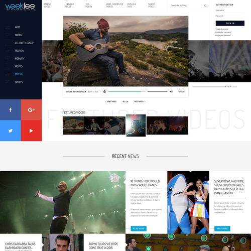 Portal design with the title 'Weeklee.tv'