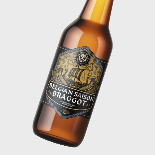 Beverage label with the title 'Viking Mjød Beer Label'