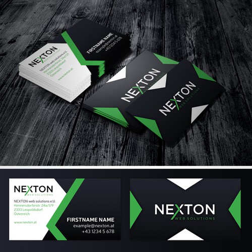X design with the title 'Business card design - web solutions'