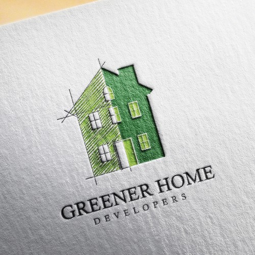 Sketch brand with the title 'Greener home developers Logo winner'