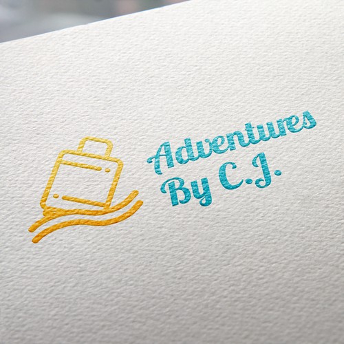 Turquoise logo with the title 'Travel agency logo design "Adventures By C.J."'