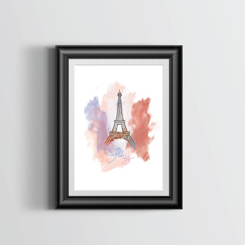 Travel illustration with the title 'Paris travel'