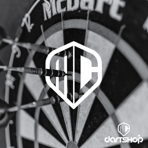 Sports brand with the title 'Bullseye! On the oche for a top flight darts logo.'