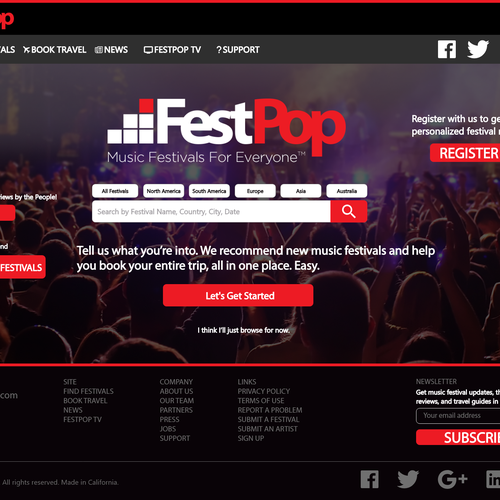 Music festival design with the title 'Landing Page Design'