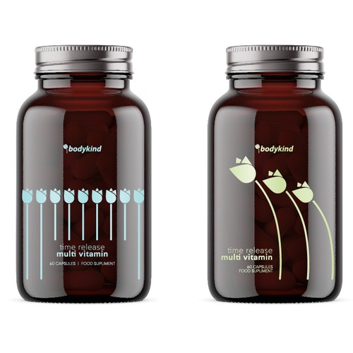 Branding label with the title 'Vitamin bottle'