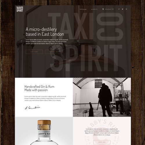 Photography website with the title 'Modern website design for a micro-destilery'