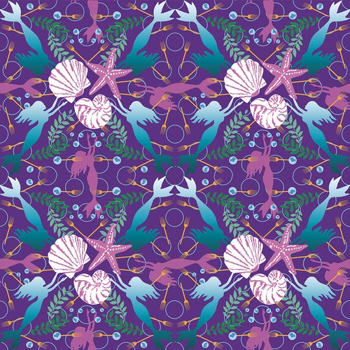 Textile illustration with the title 'Marine pattern '