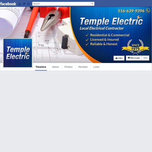 Electric design with the title 'FaceBook Cover'