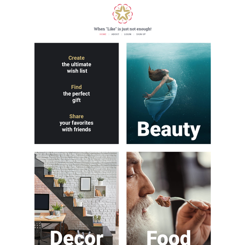 Discovery design with the title 'Landing page for website all about favorites'