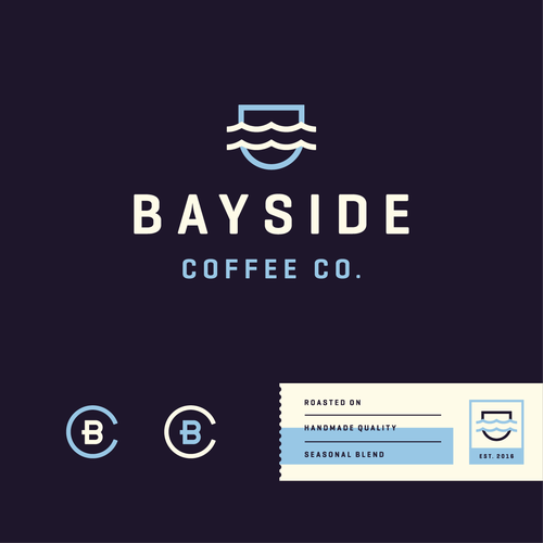 Wave logo with the title 'Logo for Bayside Coffee Co.'