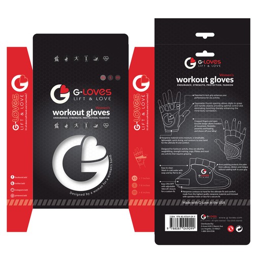 Sport packaging with the title 'Workout gloves'