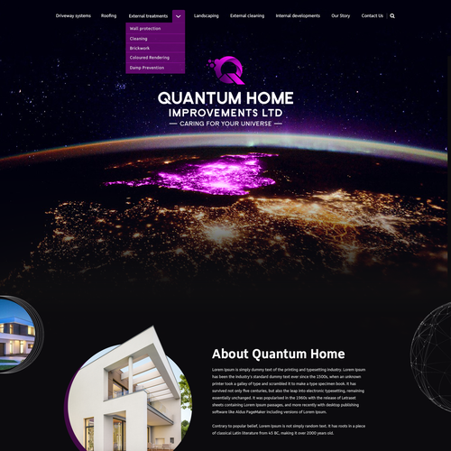 Lighting design with the title 'Quantum Home Improvements Ltd - Website Design'