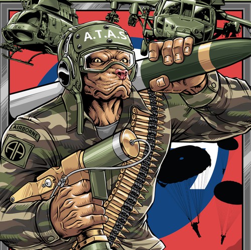 Parachute design with the title 'AIRBORNE PITBULL'