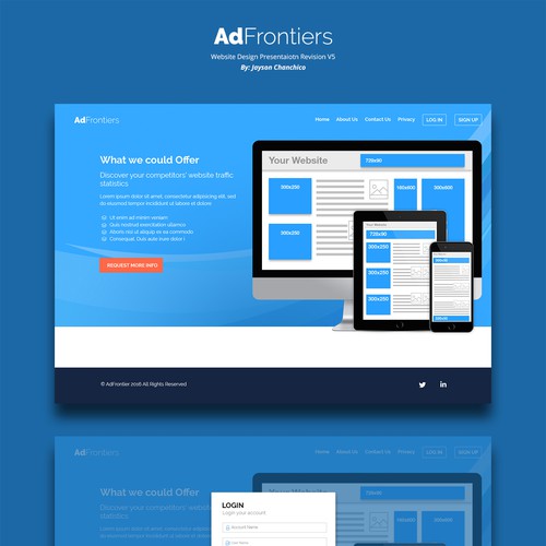 Dashboard website with the title 'Dashboard Design For An Ad Monitoring Site'