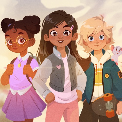 Comic book character artwork with the title 'Character Design kid’s book '